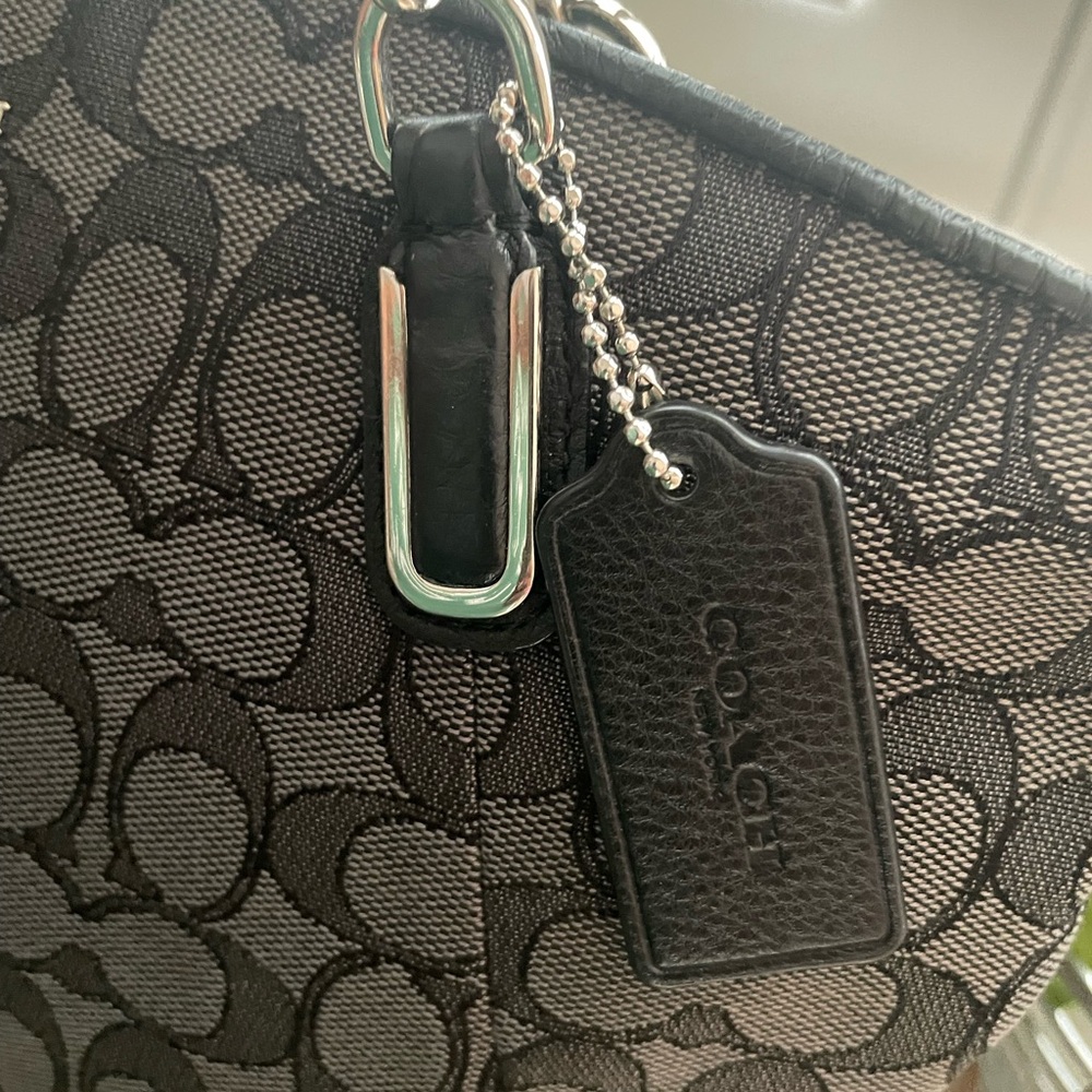 Coach Black/Charcoal Signature Shoulder Bag with Crossbody Strap - Picture 5 of 14